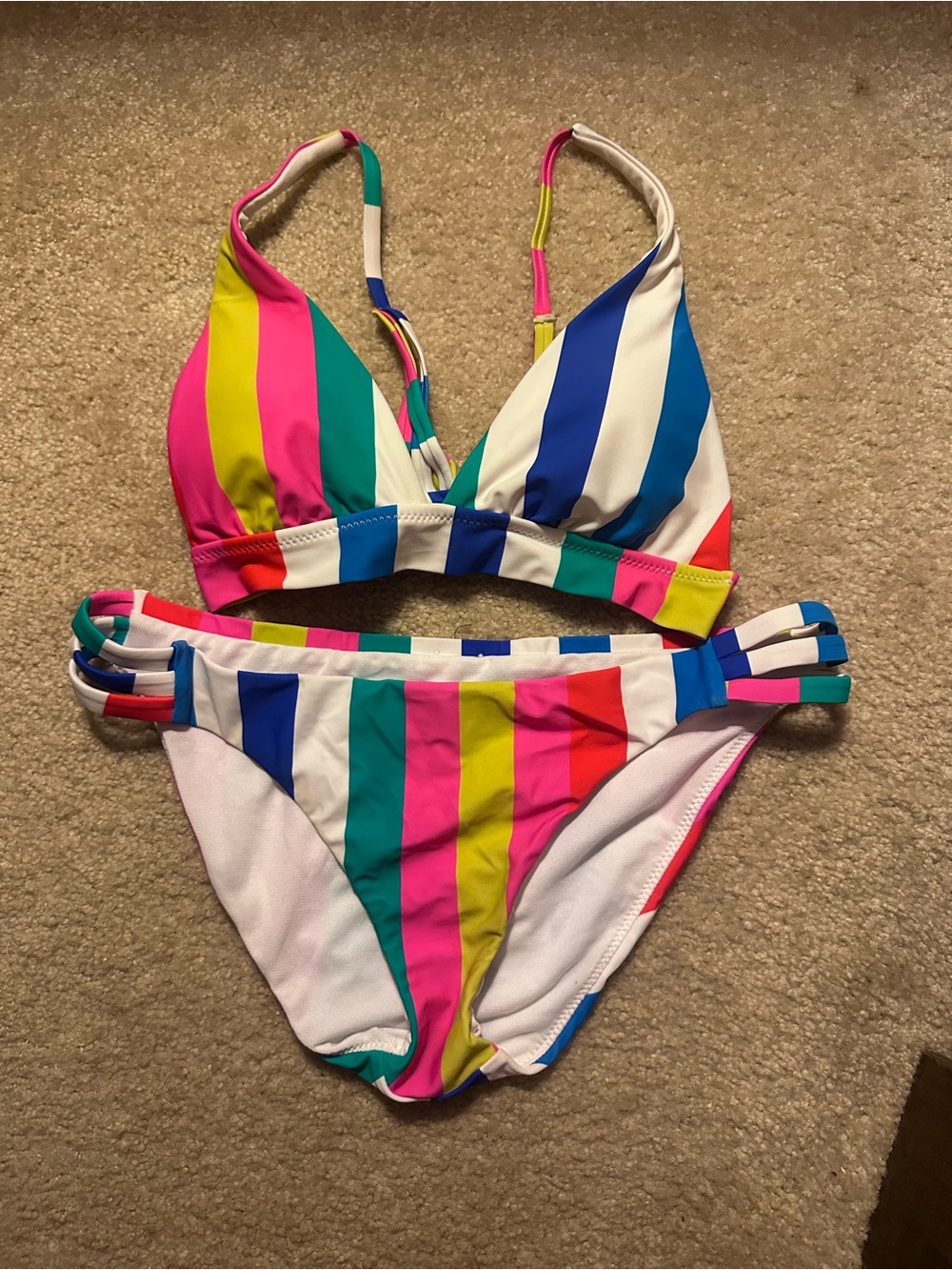 Raisins Surf Brand Multi-Color Striped Two-Piece Bikini Set
